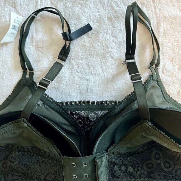 NWT Aerie Dark Green Real Power Wireless Push Up Joy Convertible Lace Bra - 36C - Picture 5 of 7
